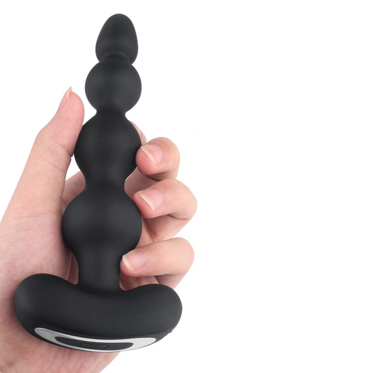 Hand grip black anal beads that vibrate